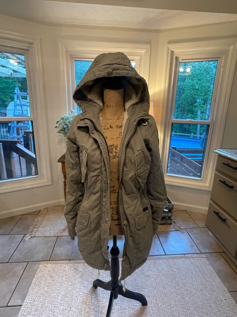 Abercrombie & Fitch Olive Utility Hooded Parka